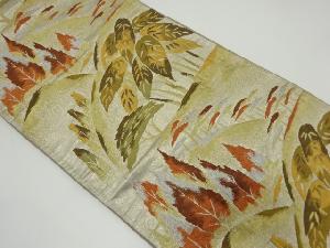 アンティーク　遠山に樹木模様織り出し袋帯（材料）
